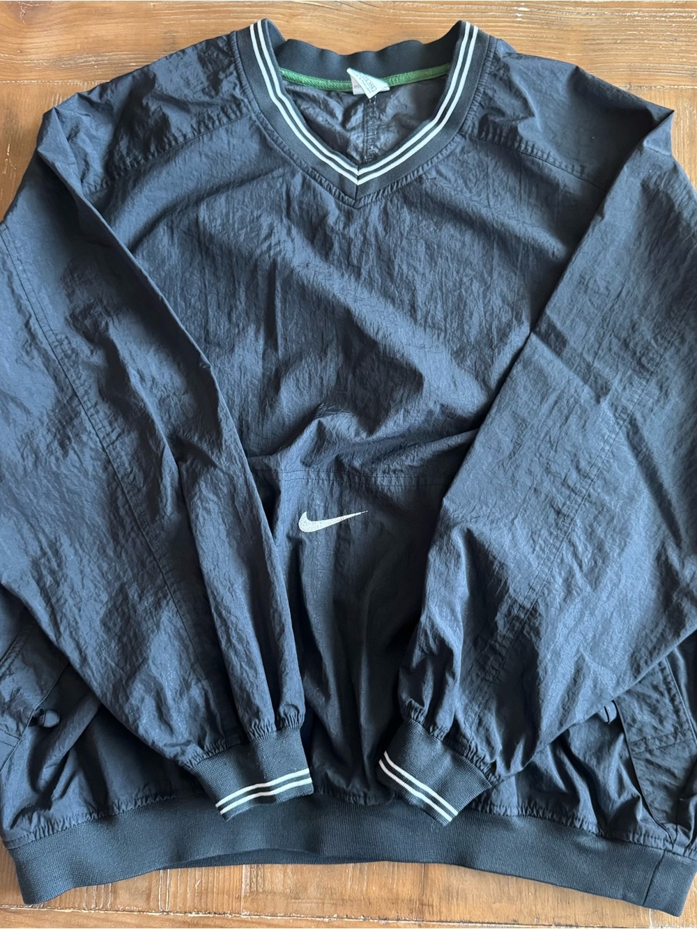 Vintage 90s nike golf striped navy blue center swoosh windbreaker track crewneck